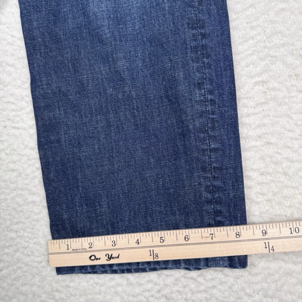 7 For All Mankind Standard Straight Jeans Mens 34 Blue Dark Wash Whiskered 34x29